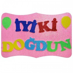 İyi Ki Doğdun Balonlu Pembe Strafor Süs - 