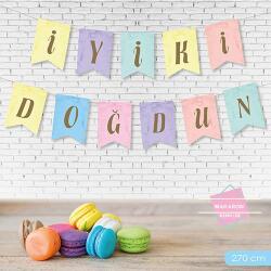 İyi ki Doğdun Makaron Renk Harf Banner - Partici