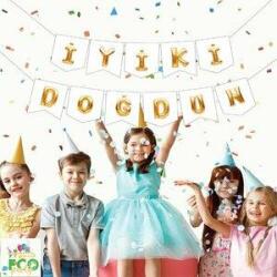 İyi ki Doğdun Beyaz Altın Harf Banner - Partici