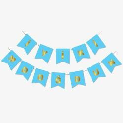 İyi Ki Doğdun Mavi Altin Harf Banner - Partici