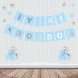 İyi ki Doğdun Mavi Gümüş Harf Banner - Partici