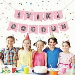 İyi Ki Doğdun Pembe Gümüş Harf Banner - Partici