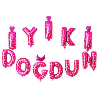 İyi Ki Doğdun Pembe Harf Folyo Balon Set 35cm - 1