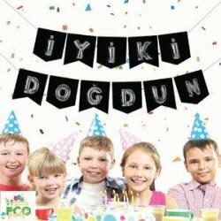 İyi ki Doğdun Siyah Gümüş Harf Banner - Partici