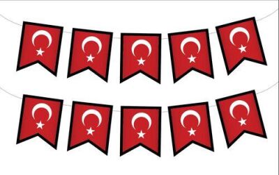 Türk Bayrağı Zikzak Banner 125x13x17cm - 1