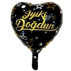 İyi ki Doğdun Siyah Kalp Folyo Balon 45cm - Partici