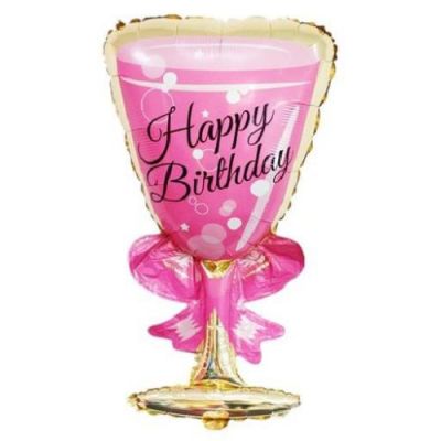 Kadeh Happy Birthday Pembe Folyo Balon 103x49cm - 1