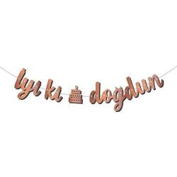 Kaligrafi Banner Rose Gold İyi Ki Doğdun - Partici
