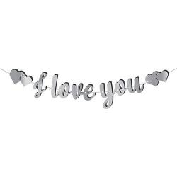 Kaligrafi Banner Gümüş I Love You - Partici