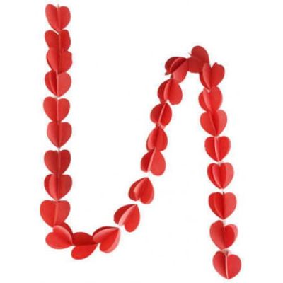 Kalp Sarkıt Kağıt Süs Kırmızı 160cm - 1