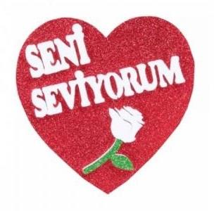 Kalp Seni Seviyorum Kırmızı Strafor Süs - 1
