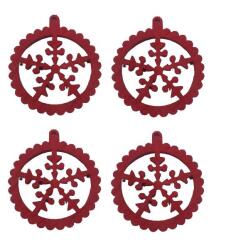 Kar Tanesi Figürlü Keçe Yılbaşı Ağacı Süsü 4'lü - Partici