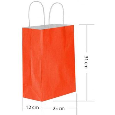 Kırmızı Büküm Saplı Kağıt Çanta 25x31cm - 2