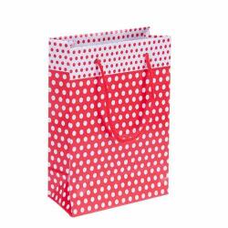 Kırmızı Puantiyeli Karton Çanta 12x17cm 25ad. - Partici