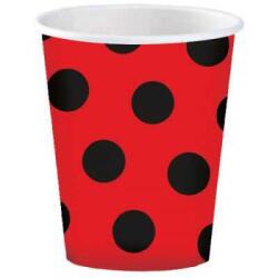 Siyah Puantiyeli Kırmızı Karton Bardak 8'li - Partici