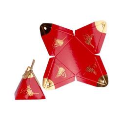 Kırmızı Varaklı Piramit Lokum Kutusu 25'li - Partici