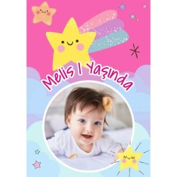 Kişiye Özel Minik Yıldızlar Temalı Kız Çocuk Branda Afiş 70X100cm - Thumbnail