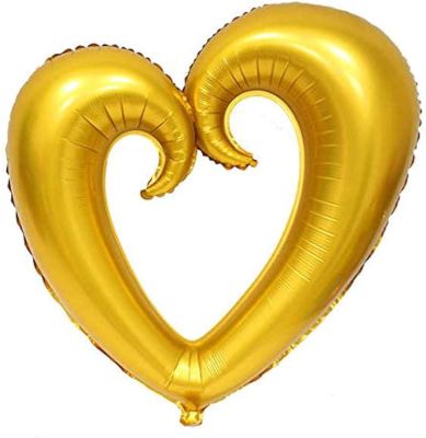 Kıvrımlı İçi Boş Altın Kalp Folyo Balon 100cm - 1