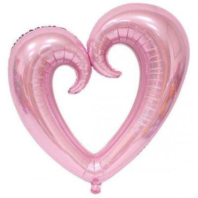 Kıvrımlı İçi Boş Pembe Kalp Folyo Balon 100cm - 1