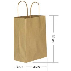 Kraft Büküm Saplı Kağıt Çanta 15x20cm - 