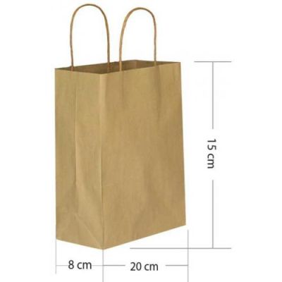 Kraft Büküm Saplı Kağıt Çanta 15x20cm - 1