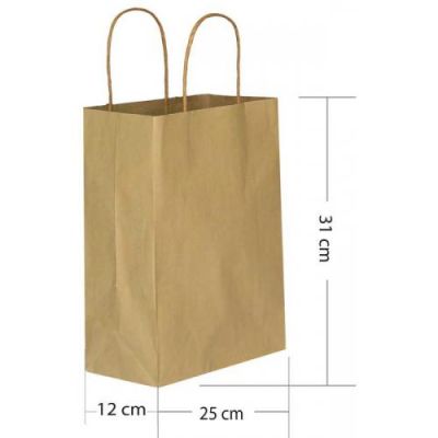 Kraft Büküm Saplı Kağıt Çanta 25x31cm - 1