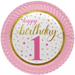 Küçük Yıldızlar 1 Yaş Kız Karton Tabak 23cm - 