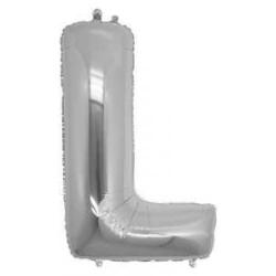 L Harf Folyo Balon Gümüş 100cm - Partici