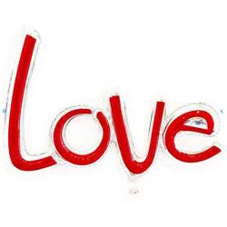 Love Gümüş Kenarlı Kırmızı Folyo Balon 75cm - Partici