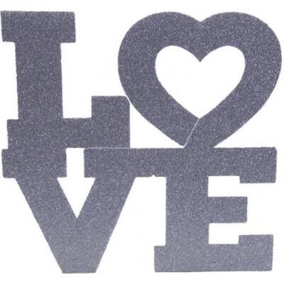 Love Gümüş Strafor Süs 45x48cm - 1