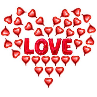 Love Kalpli Folyo Balon Seti 50'li - 1