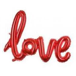 Kırmızı Love Yazı Folyo Balon 65x108cm - Partici