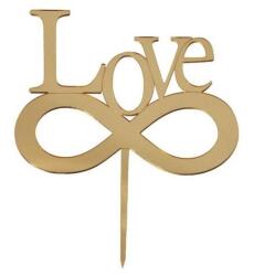 Love Yazılı Pasta ve Cupcake Süsü Altın Pleksi 12x15cm - Partici