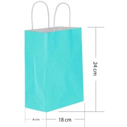 Mavi Büküm Saplı Kağıt Çanta 18x24cm - 