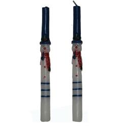 Mavi Şapkalı Kardan Adam Şamdan Mum 2'li - Partici