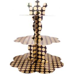 Metalize Altın Puantiyeli Kek Standı - Partici