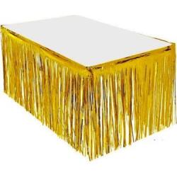 Metalize Altın Püsküllü Masa Eteği - Partici