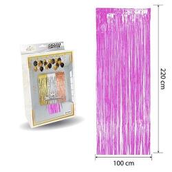 Metalize Fuşya Fon Perdesi - Partici