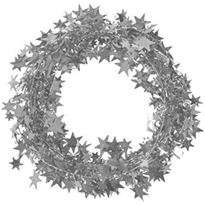 Metalize Yıldızlı Ağaç Süsleme Garlandı Gümüş - 1