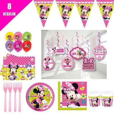 Minnie Mouse Ekonomik Doğum Günü Parti Seti 8 Kişilik