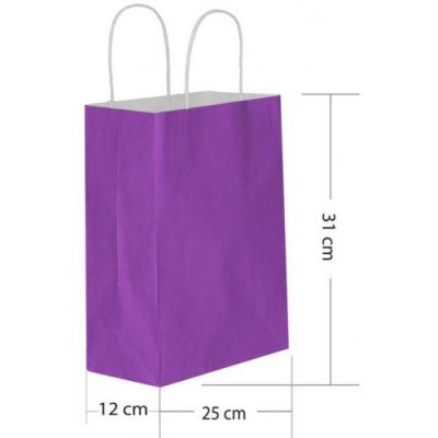 Mor Büküm Saplı Kağıt Çanta 25x31cm - 1