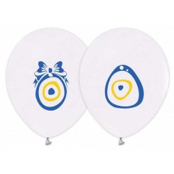 Nazar Boncuğu Baskılı Beyaz Balon 5'li Paket - 