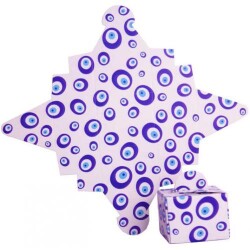 Nazar Boncuklu Beyaz Karton Lokumluk 25'li - 