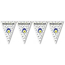 Nazar Boncuklu Maşallah Üçgen Flama - Partici