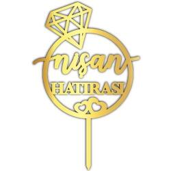 Nişan Hatırası Desenli Gold Pleksi - Partici