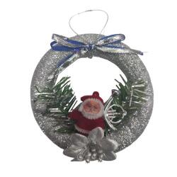 Noel Baba Figürlü Gümüş Mini Kapı Süsü - Partici