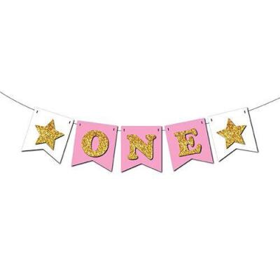 One İpe Dizili Pembe Üzeri Gold Strafor Süs - 1