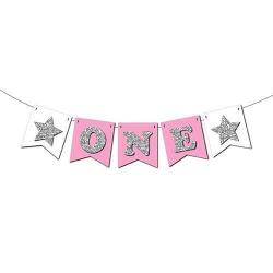 One İpe Dizili Pembe Üzeri Gümüş Strafor Süs - Partici