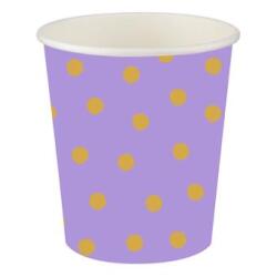 Altın Puantiyeli Lila Karton Bardak 8'li - Partici