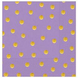 Altın Puantiyeli Lila Peçete 20'li - Partici